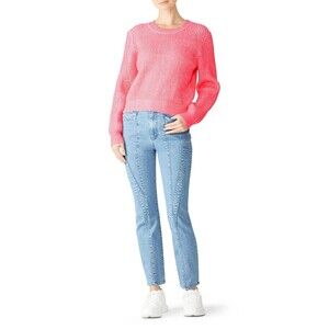 MILLY Plaited Stitch Sweater P (XS) Pink Ribbed Pullover Long Sleeve EUC B37